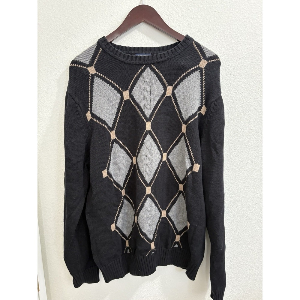 Dockers Men's Argyle Pullover Crewneck 100% Cotton Heavyweight Sweater Size Lg